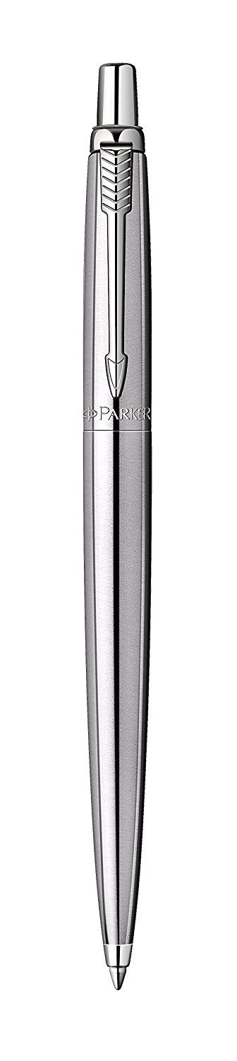 Parker Jotter Steel CT Ballpoint Pen - Stainless Steel - Blue Ink - Fine/Medium - 1pc