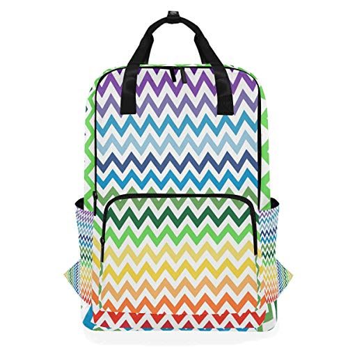 MONTOJ Travel Rugzak Kleurrijke Wave Line Patroon School Rugzak - 5721985145023