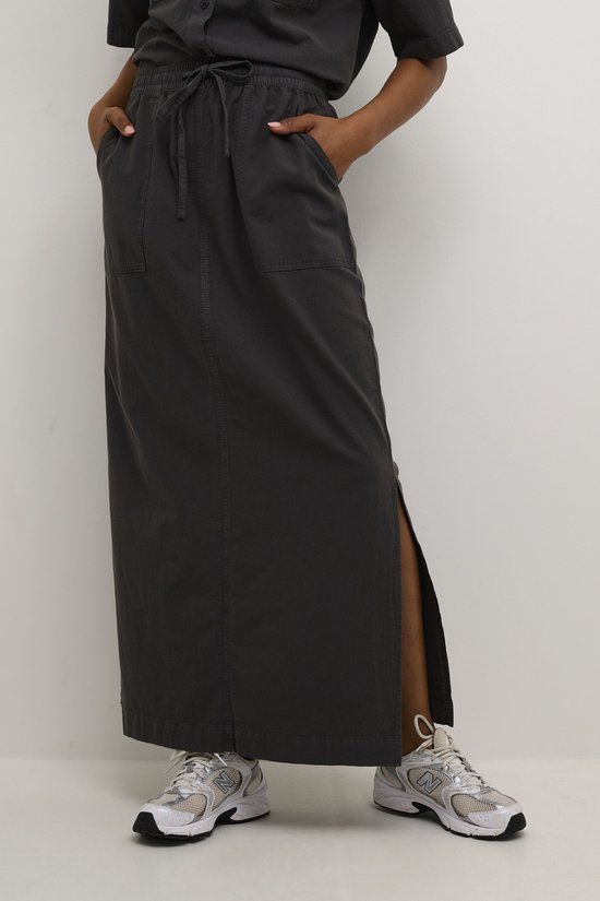 Kaffe KAnaya Liah Skirt Dames Rok - Maat 40 - Black Oyster - 100% Katoen - Casual - Lente/Zomer 2025