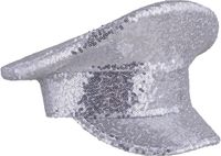 Funny Fashion Verkleed kapiteinspet met pailletten - zilver - glitter