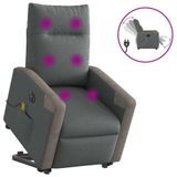 VidaXL Fauteuil releveur électrique gris foncé tissu