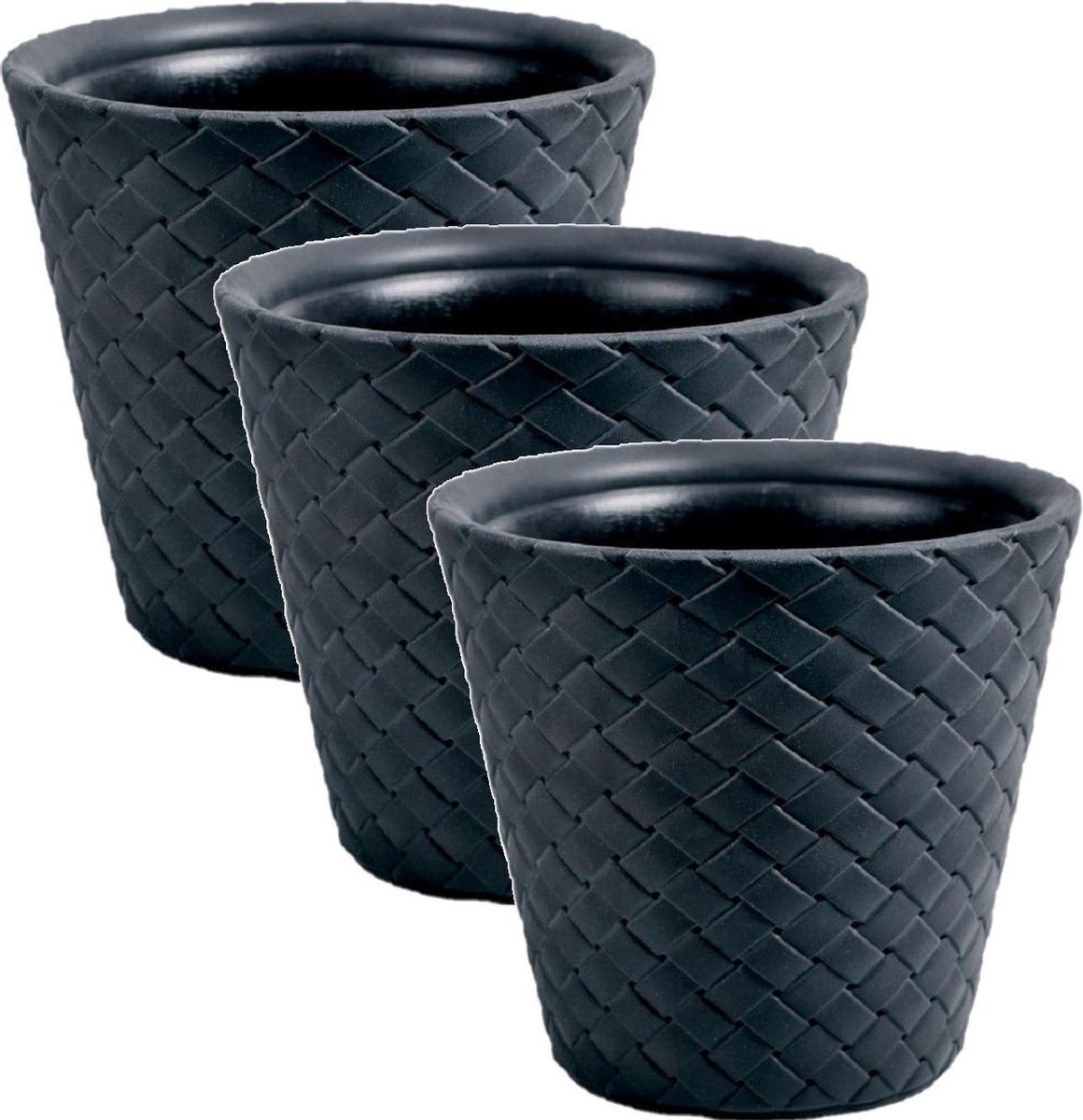 Prosperplast Matuba - Bloempot Set - 3x - Antraciet - 50 cm - 52 Liter