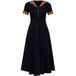 Queen Kerosin Rockabilly Midi-jurk Dottie vintage swingdress met luipaarddetails zwart