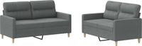 vidaXL 2-delige Loungeset met kussens stof donkergrijs