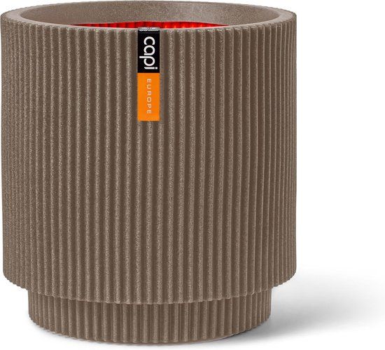 Capi Europe Vaas Cilinder Groove NL 41x43 Warm Taupe