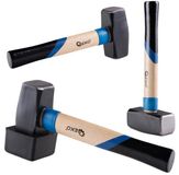 GEKO Marteau de pavage - 2000g - Protection en caoutchouc - Manche ergonomique en bois