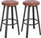 Ensemble de tabourets de bar (2 pièces) – Marron – Ergonomique – Dossier – Similicuir – Hauteur d'assise 60–82 cm – Cadre en métal – Repose-pieds – Multifonctionnel