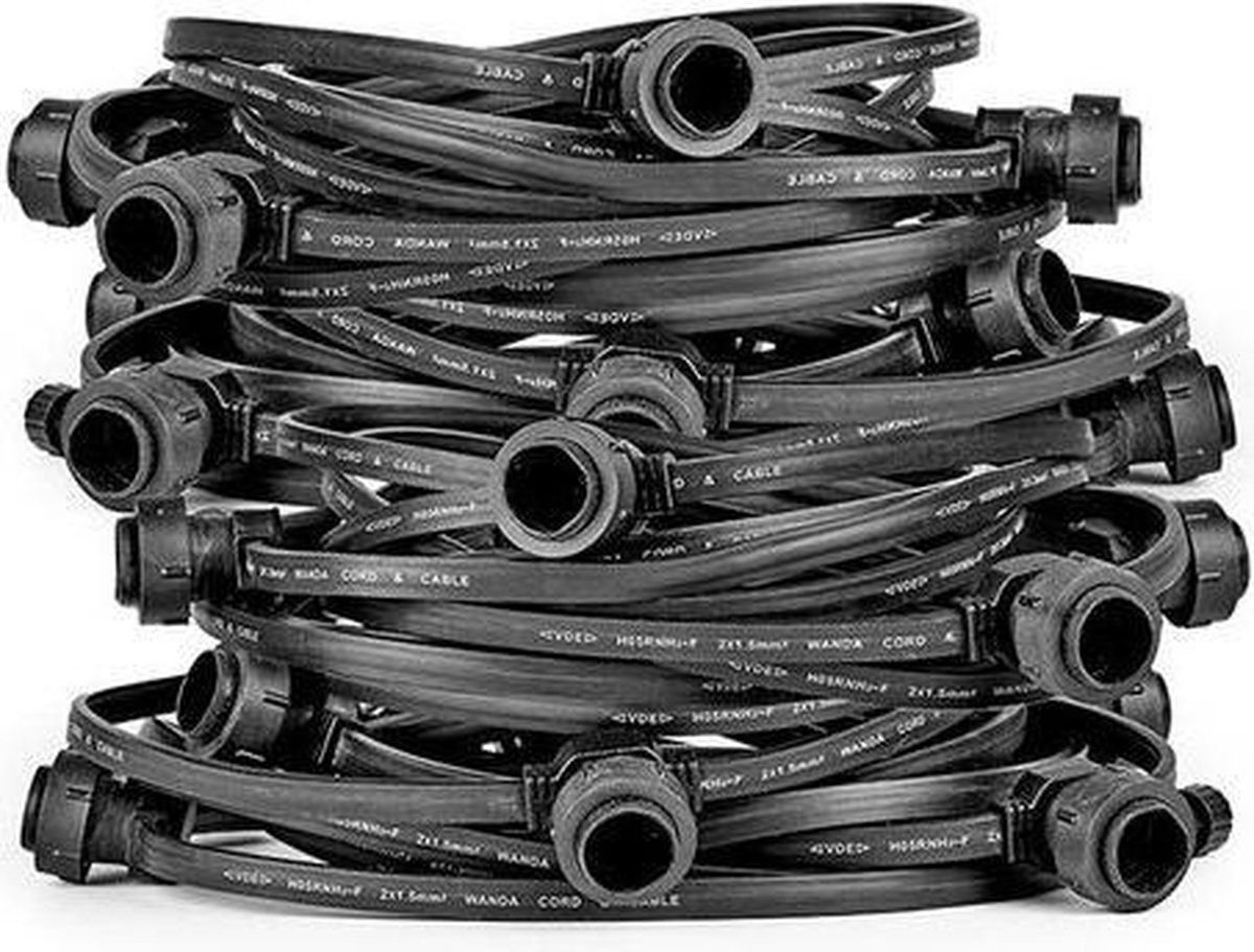 LEDmaxx Prikkabel 20 meter met 40x E27 fitting IP65 - Zwart