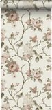 ESTAHome behang vintage bloemen gebroken wit en oudroze - 53 cm x 10.05 m