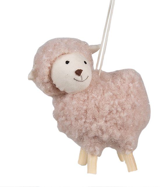 Clayre & Eef Paashanger Schaap 8 cm Roze Synthetisch