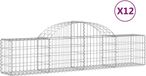 vidaXL Schanskorven - 12 stuks - gewelfd - 200x30x40/60 cm - gegalvaniseerd ijzer