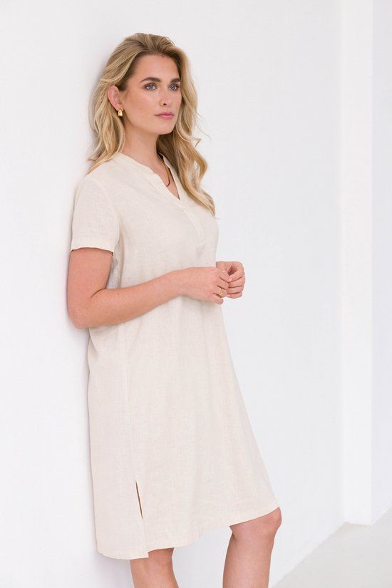 BASE LEVEL Yacin Jurk - Light Beige - Maat 48