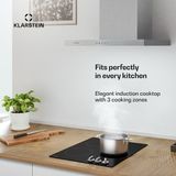 Klarstein Kochheld inductiekookplaat - elektrische inductiekookplaat met 3 zones, 5700 W boost, draaiknopbediening, restwarmte-indicator, oververhittingsbeveiliging, keramisch glas, 45 cm inbouwkookplaat, zwart