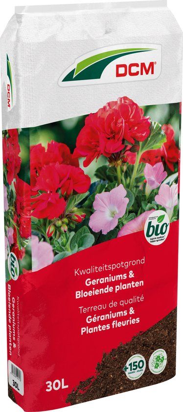 DCM Potgrond Geranium/Bloeiende Planten 30L Biologisch Gecertificeerd