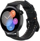 Strap-it 42mm leren bandje - zwart - Geschikt voor Huawei Watch GT 3 - 42mm