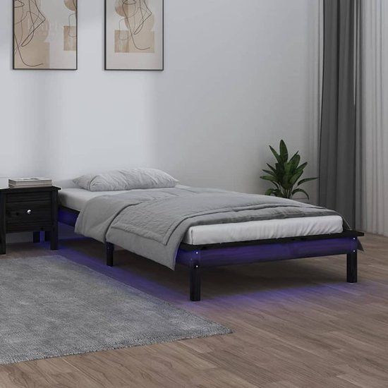 vidaXL Bedframe - Massief Hout - Zwart - 90x200 cm