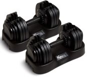 KM-Fit set van 2 Verstelbare Dumbbell 2,5-25kg, 18 Niveaus, Fitness met Basis