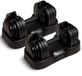 KM-Fit set van 2 Dumbbell Verstelbaar 2,5-25kg, 18 Niveaus, Fitness met Basis