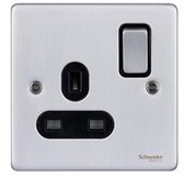 Schneider Electric Ultimate Low Profile stopcontact 13A GU3510BBC geborsteld chroom met zwarte inzet
