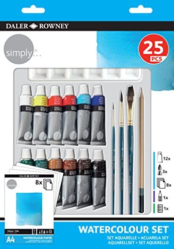 Daler Rowney Simply Set aquarelverf, 25 stuks, wit, klein