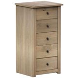 Vida Designs Panama Smalle commode met 5 laden, gewaxt eiken, naturel en massief grenen, slaapkamerkast