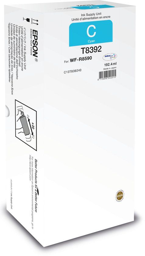 Epson XL WF-R8590 Cyan Ink Cartridge - C13T839240 - 192.4 ml