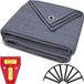 Unyqoos® Tapis de sol de camping HDPE, bleu/gris – œillets en acier inoxydable, 8 piquets de tente en T, sac de transport et niveau à bulle, robuste et lavable