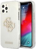 Guess 4G Logo Glitter TPU Back Cover - Transparant - Apple iPhone 12 Pro Max