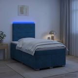 vidaXL Boxspringbed met matras Blauw 120 x 190 cm Fluweel