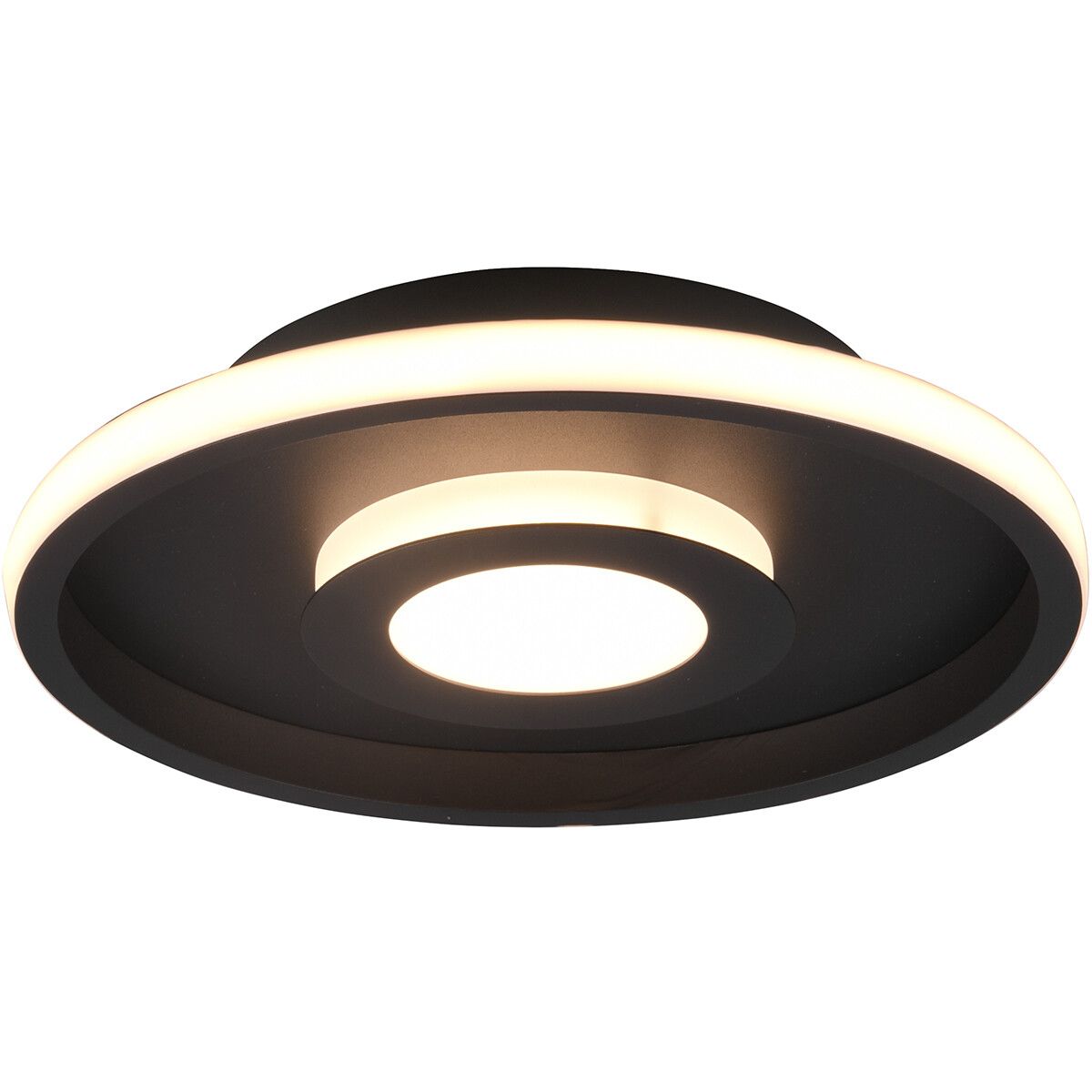 BES LED Trion Asmaya Plafondlamp - 28W - Rond - Zwart - Dimbaar - Warm Wit