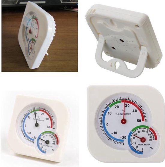 Go Go Gadget - Analoog Thermometer/Hygrometer - 2 in 1 - Binnen/Buiten - Wit