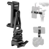 Neewer Metalen telefoonstatiefbevestiging met koude schoenhouder en NAVO-klem voor DJI RS4 RS3 Pro RS2 RSC2 Gimbalstabilisator, 180° kantelbare telefoonklemhouder compatibel met iPhone 16 15 Pro