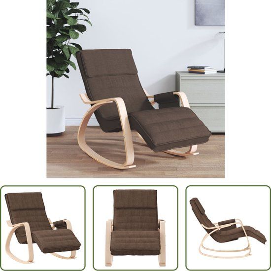 The Living Store Schommelstoel - Donkerbruin - 67x80x88cm - Stof - Woonkamer/Slaapkamer