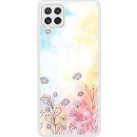Samsung Galaxy A22 Watercolor flowers Verstevigd hoesje met sublimatie bedrukking