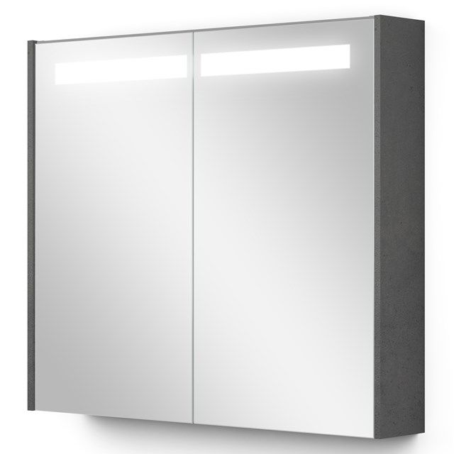 Maxaro Spiegelkast Met Verlichting Modulo 80x70cm Donkergrijs Beton