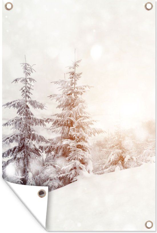 GreatGardenPosters Tuinposter - Sneeuw - Winter - 60x90 cm - PVC