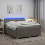 vidaXL Boxspringbed met matras en LED-verlichting, taupe kleur, 160 x 200 cm, gestoffeerd