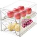 Unyqoos® Organisateur de réfrigérateur, boîte transparente empilable avec 2 tiroirs (grand : 32 x 20,5 x 11 cm) – Boîte de rangement pour légumes, fruits et pommes de terre