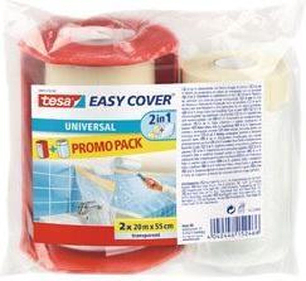 tesa Easy Cover Universal - 2-in-1 - folie met afplaktape - 25m:550mm - Promo