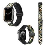 22 mm siliconen en echt leer horlogeband: camouflage