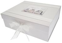 White Cotton Cards herinneringsdoos voor 50e verjaardag, groot, parfum flessen, wit