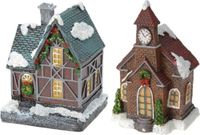 Koopman International 2x Maison de Noël avec éclairage 13 cm