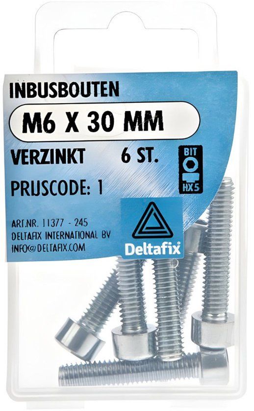 Deltafix Inbusbout M6x30mm 6 stuks Staal