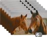 KitchenYeah Set de sets de table - 6x sets de table Cheval Bleu Plage Animal - 45x30cm - Résistant à la chaleur - Antidérapant - Vinyle