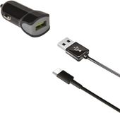 Celly USB-A Autolader en ASB-A naar USB-C kabel – Voor smartphone, tablet of navigatiesysteem - 2.4A – 1 meter - Zwart