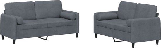 vidaXL 2-delige Loungeset met kussens fluweel donkergrijs