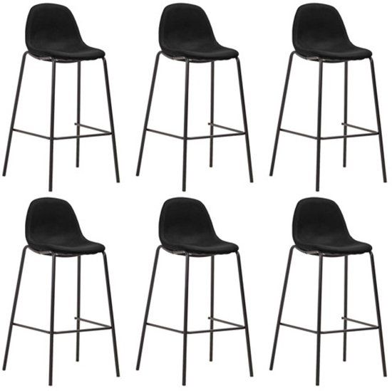 vidaXL Barstoelen 6 stuks stof zwart