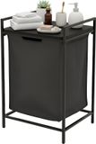 Merkloos Relaxdays Wasmand - 65 l - met plank - uitneembare waszak - zwart