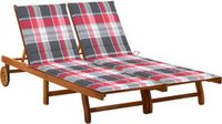 vidaXL Lit 2 personnes avec coussins acacia massif