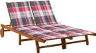 vidaXL Lit 2 personnes avec coussins acacia massif